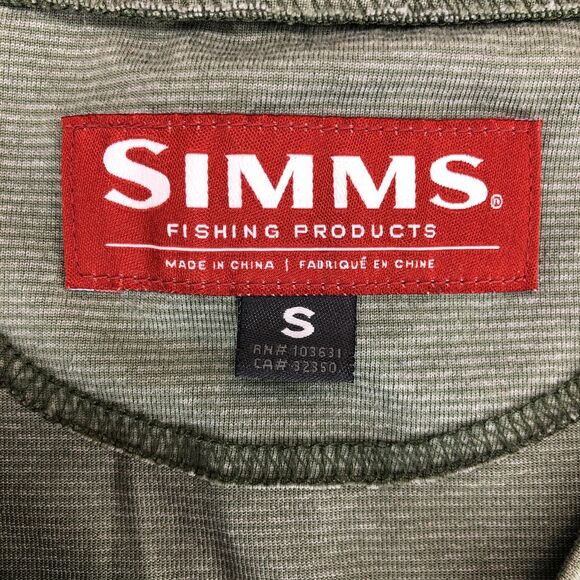 Simms Shirt Long Sleeve V‎ Neck Women's Small Green Mini Stripe Performance Fish - Picture 6 of 12